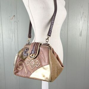 Vintage Nas Bag Alentino Faux Leather Crossbody Purse Western‎ Patchwork Brown